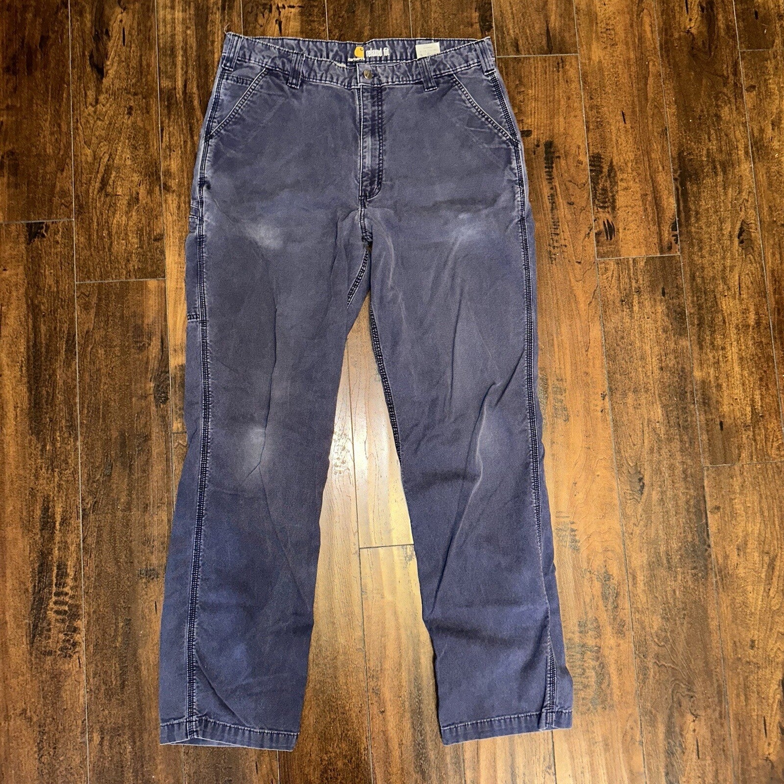 Carhartt Rugged Flex Relaxed Fit Canvas Work Pant Mens 38x36 Navy 102291-412 VTG