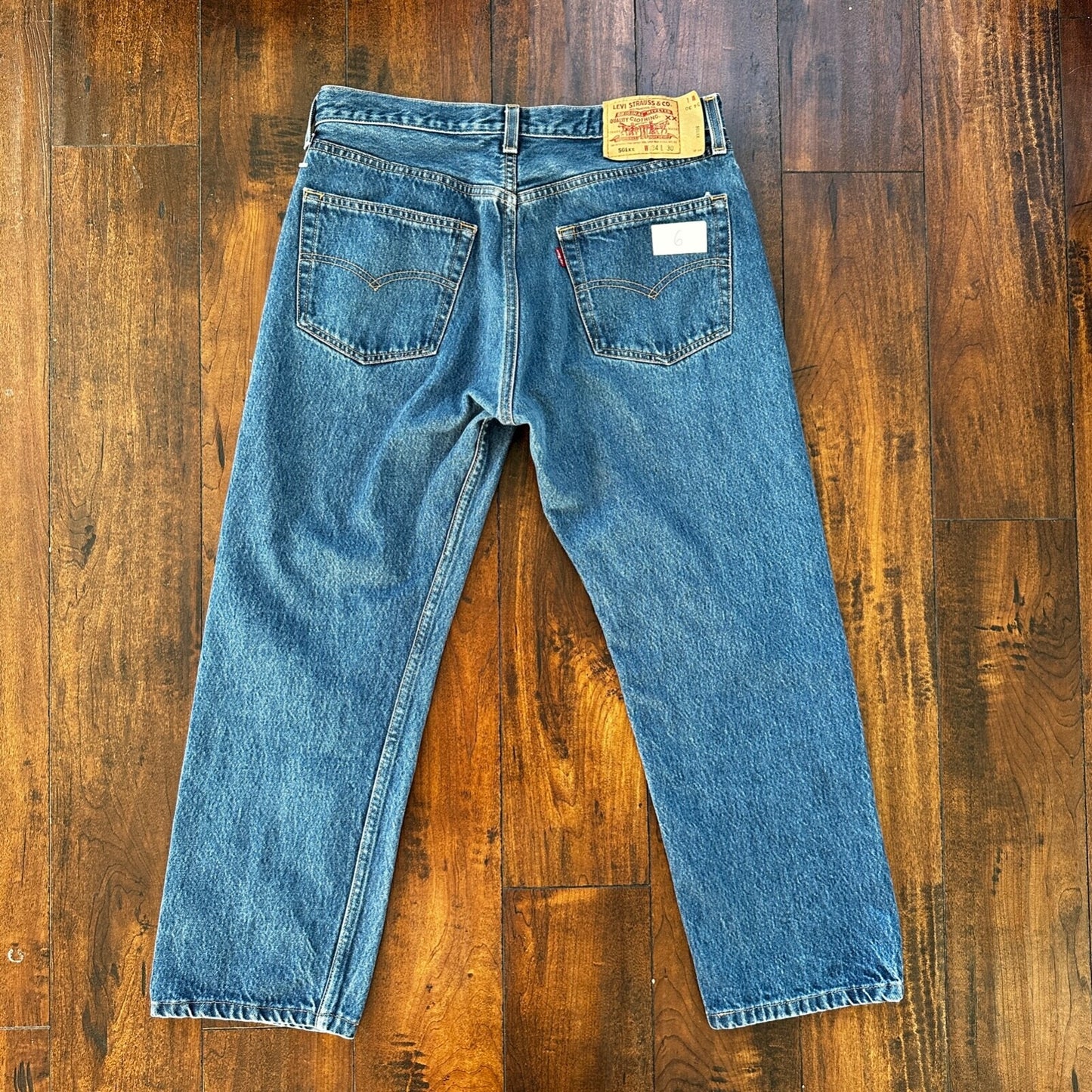 VTG Levis 501 XX Button Fly 90s USA Jeans Denim Straight Capri 34x30 Act 30x24