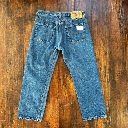 VTG Levis 501 XX Button Fly 90s USA Jeans Denim Straight Capri 34x30 Act 30x24