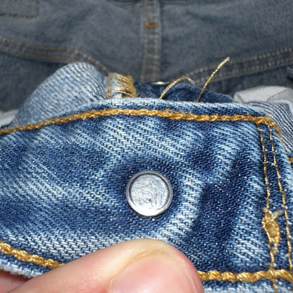 Levis 501 Vintage Y2K XX Straight Leg Jeans Rips Blue Med Wash 33x36 Act 31x31