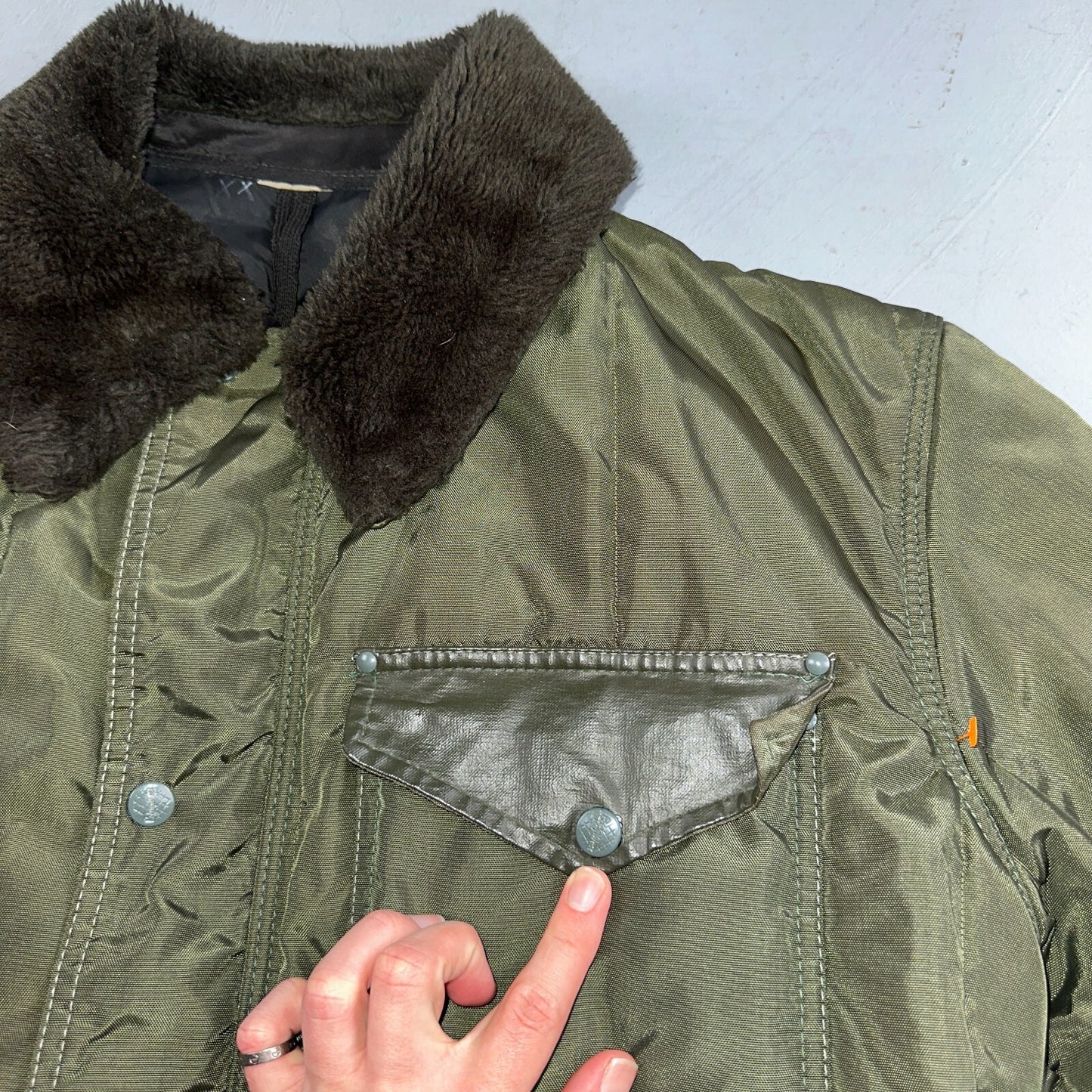 Vintage 1960s Green Parka Puffer Jacket Coat Men's L USA Refrigiwear Ski 60s