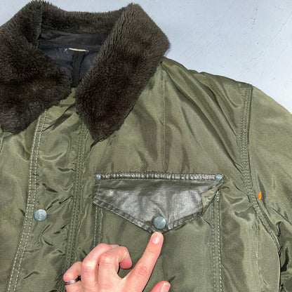 Vintage 1960s Green Parka Puffer Jacket Coat Men's L USA Refrigiwear Ski 60s