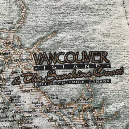 Vancouver Canada Vintage T Shirt 90s FOTL Cream Comox BC Map Travel Big Rap Tee
