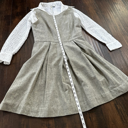 VTG USA Rockabilly Womens Dress Skirt 60s 50s Wedding Wool Floral Alice Lace