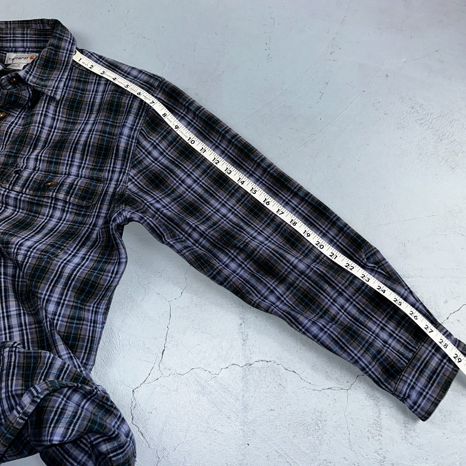 Carhartt Hubbard Plaid Flannel Button Down Work Shirt 100122 M Blue