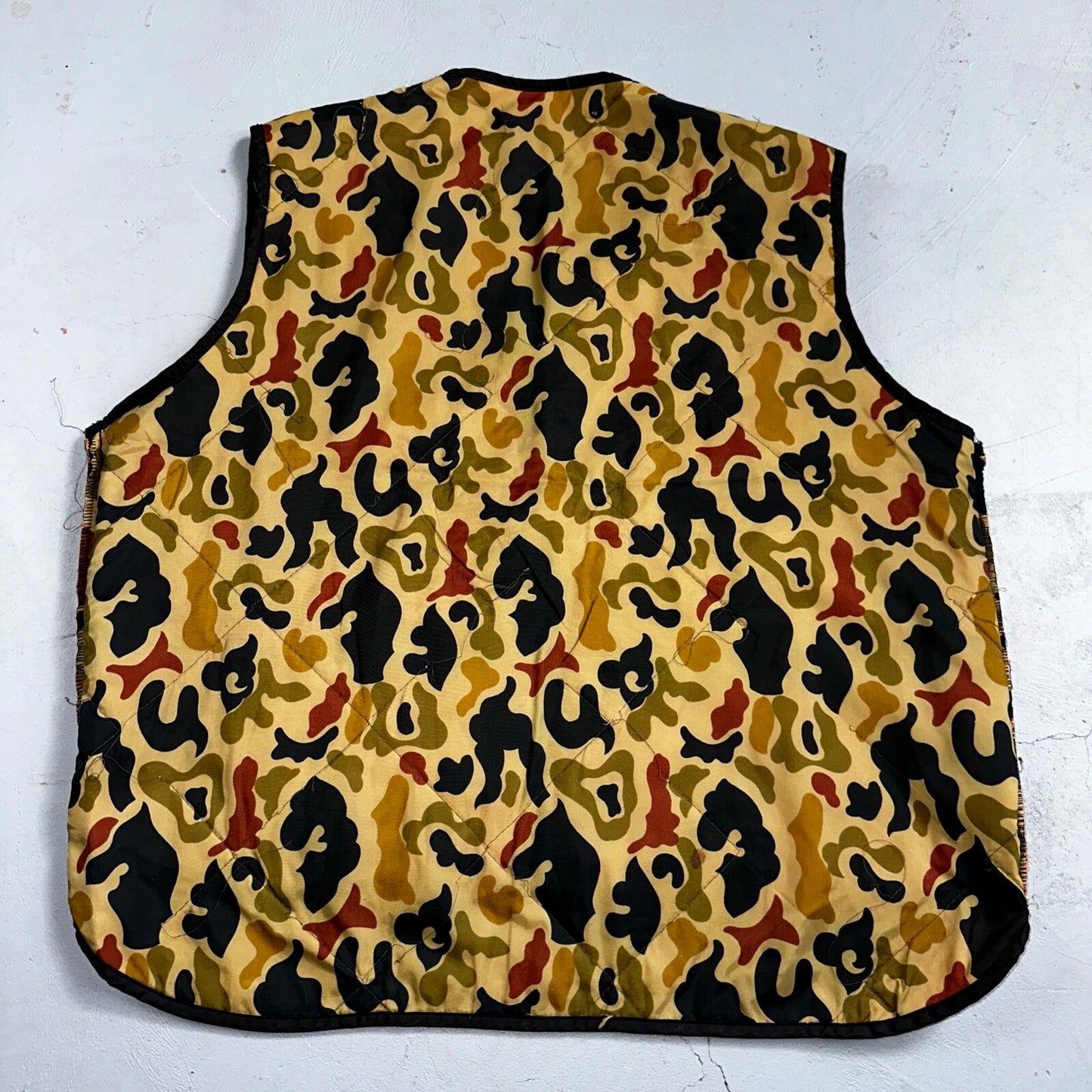 Vintage Duck Camo Vest Adult Large Camouflage Puffer Reversible Hunting Fishing