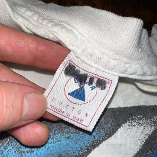 Maasdam Ship Cheese USA Vintage T Shirt 90s White Art Sailing Life Rap Music