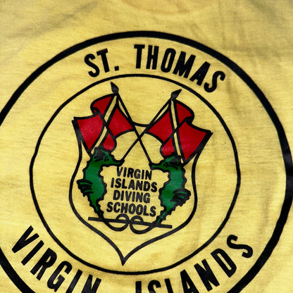 Dive A Virgin Islands Yellow VTG T Shirt Swim Swimming Rare Funny 70s 80s Joke