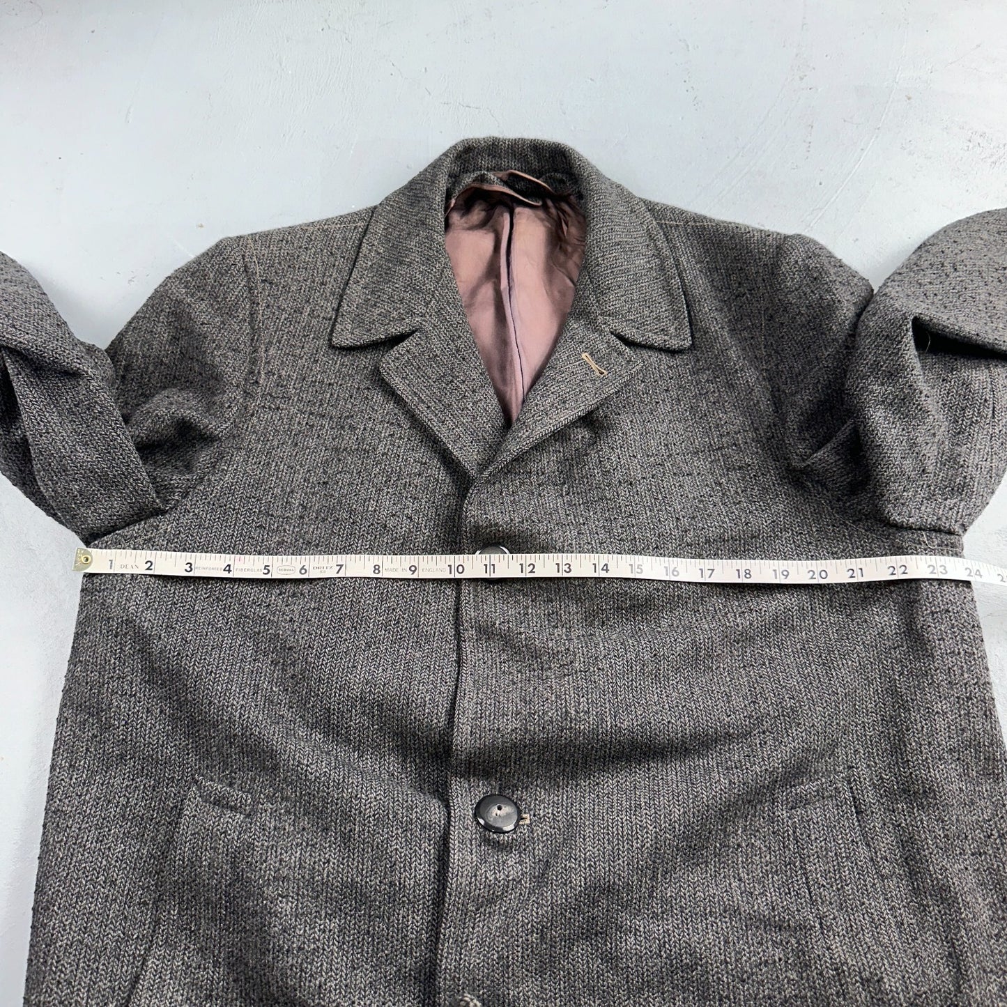 Vintage Barton Hall Coat Mens Gray Tweed Shabby Chic Wool 50s Union Made 1950s