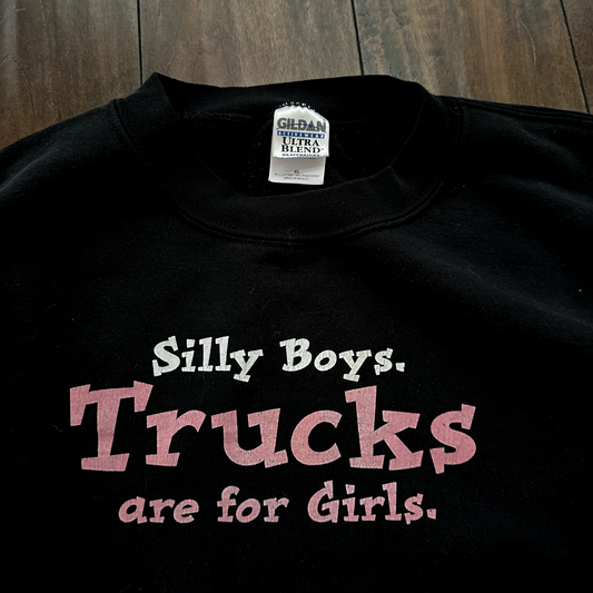 Trucks 4 Girls Vintage Sweatshirt Funny Quote Trucking Highway Power Tee Y2K