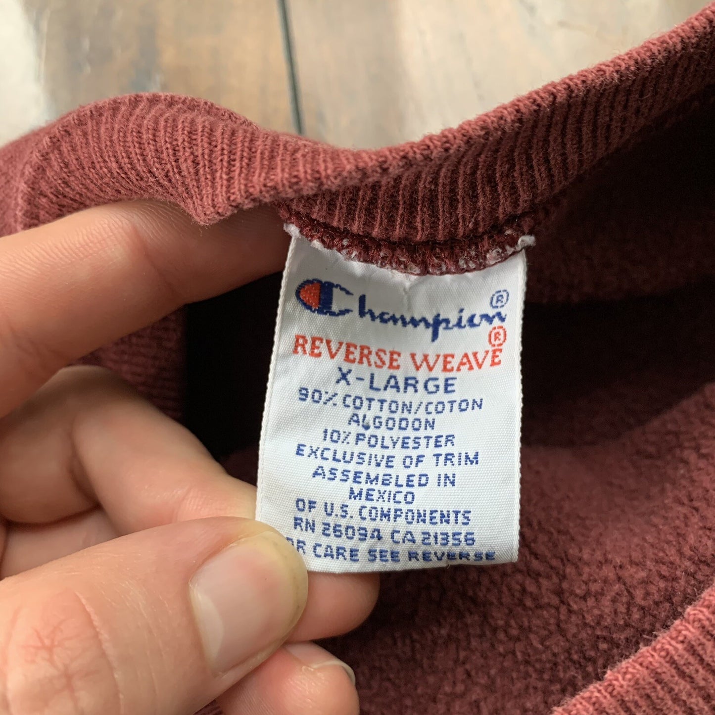 Vintage Champion 90s Maroon USA Reverse Weave Sweatshirt XL Blank 70s Gusset