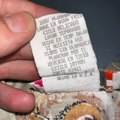 Vtg Act III USA Made Shirt Button Up Blouse African Safari Lion Tigers Small 80s