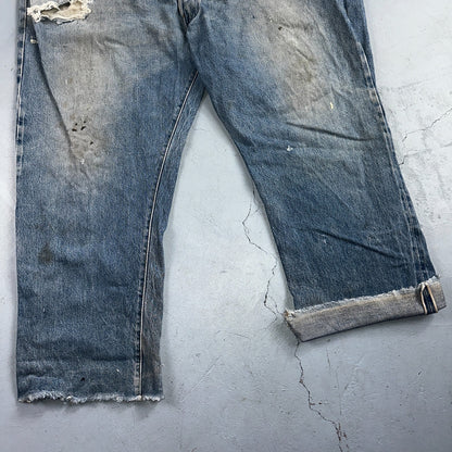 Levis 501 Vintage 80s Redline Selvedge USA XX Jeans Light Wash 48x30 Act 44x26