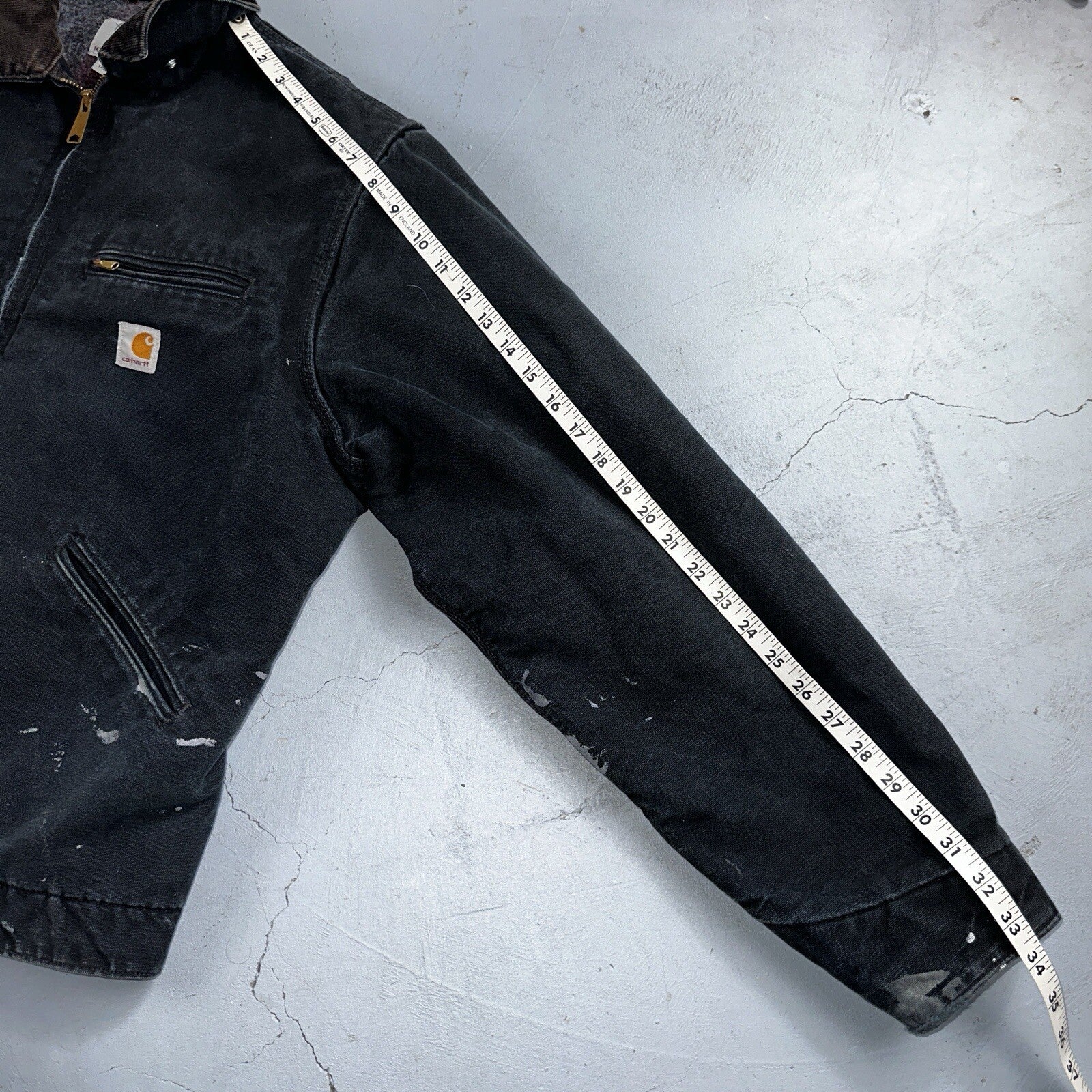 Carhartt VTG Jacket Mens L Tall Black Detroit J001 Blanket Lined USA J97 BLK