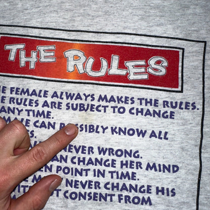 Rules Girls Funny Women Quote Text VTG T Shirt Y2K Gray Subject 2XL Cool