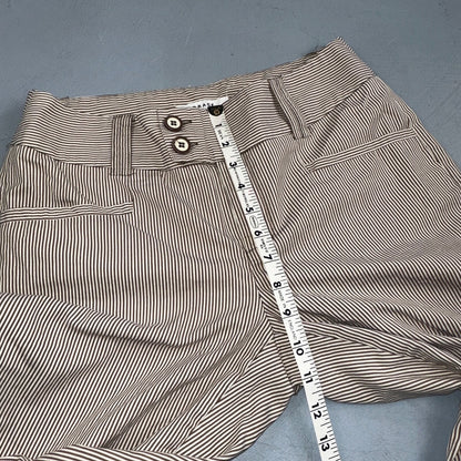 GRACE Brown & White Striped Casual Pants Cropped Size 4 Y2K VTG Cotton Nylon