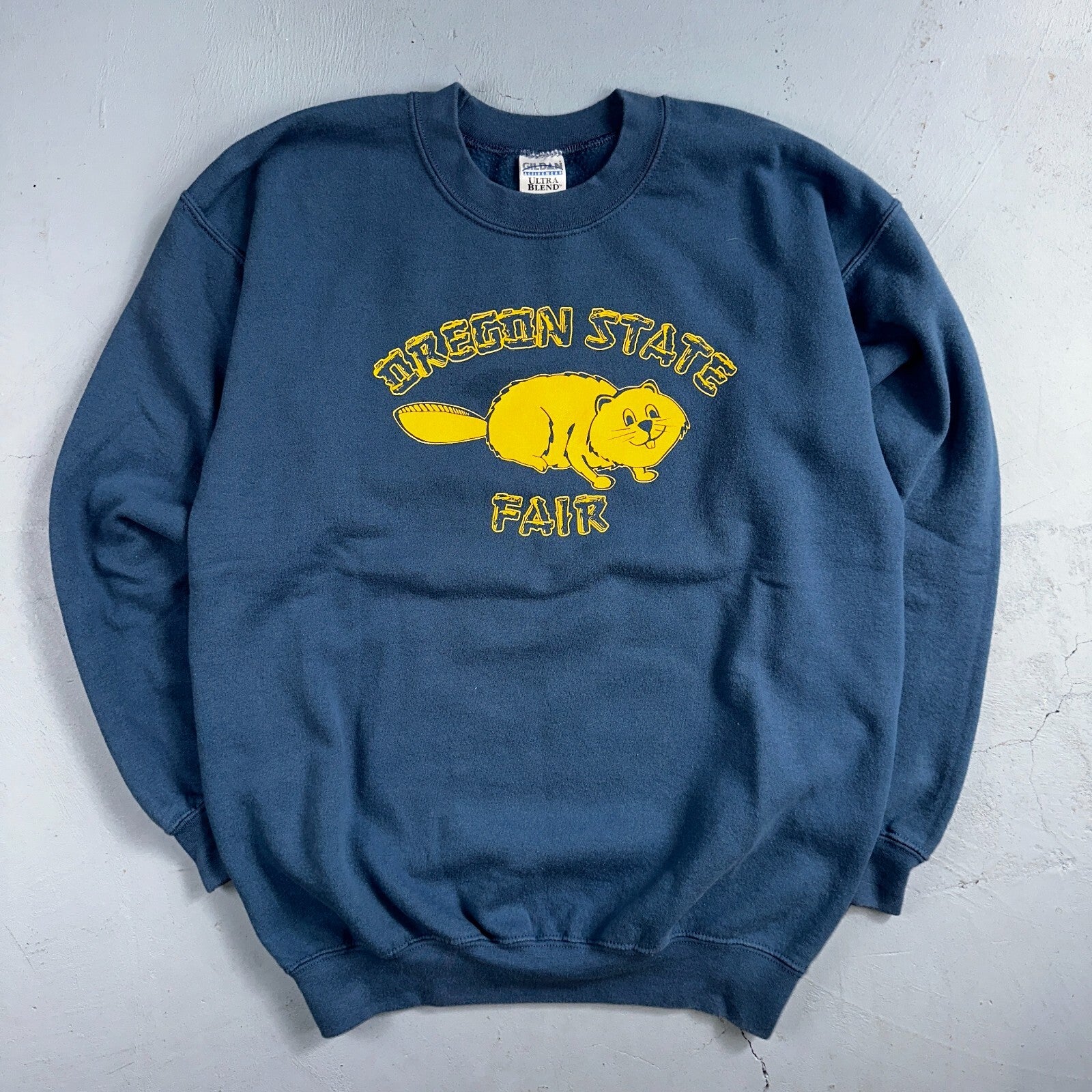 Oregon State Fair Beavers VTG Crew Neck Sweatshirt Gildan M Navy Blue OSU Y2K