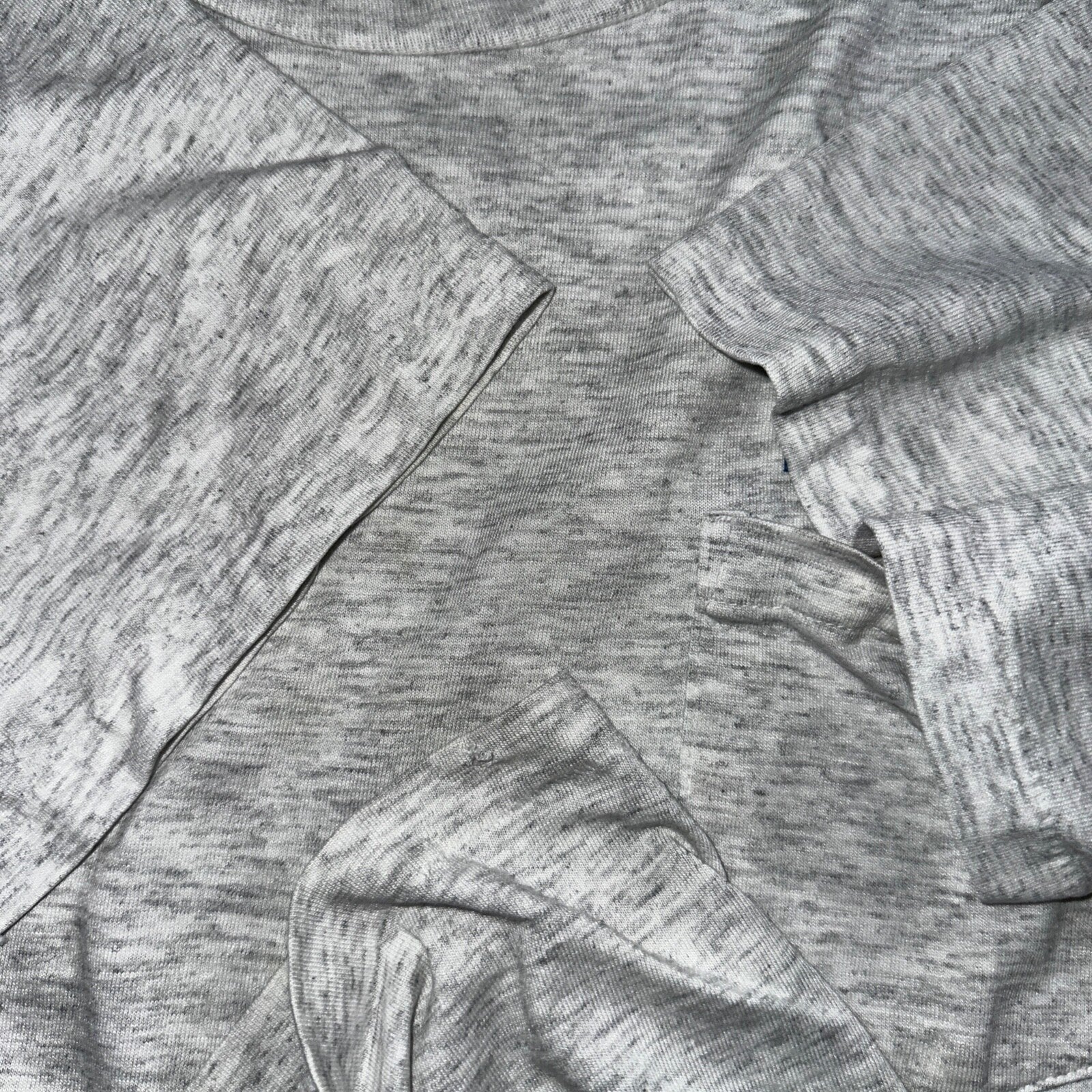 Oneita Pride In Print Designer VTG T Shirt Thrashed Hole Gray Pocket Chest Print