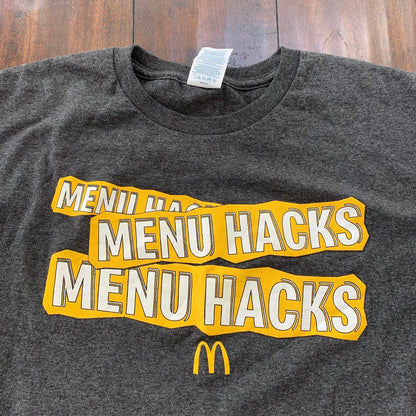 McDonalds Employee Y2K Vintage Style T Shirt Promo Food USA Menu Hacks