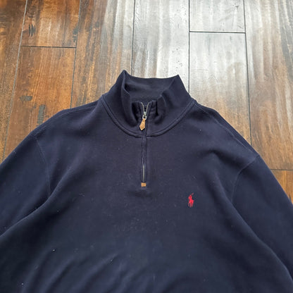 Polo Ralph Lauren Pullover Men’s XL Navy Big Pony Ski Patch Quarter Zip VTG