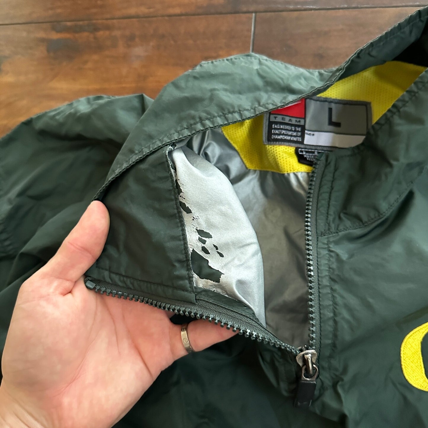 Vintage Nike Quarter Zip Windbreaker Jacket Nylon L Oregon Ducks Korea 90s Y2K