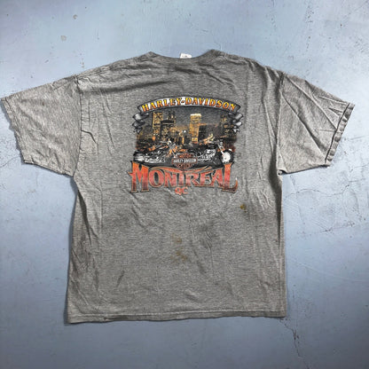 Harley Davidson Montreal Canada VTG T Shirt Doyles Grunge Thrashed Stained