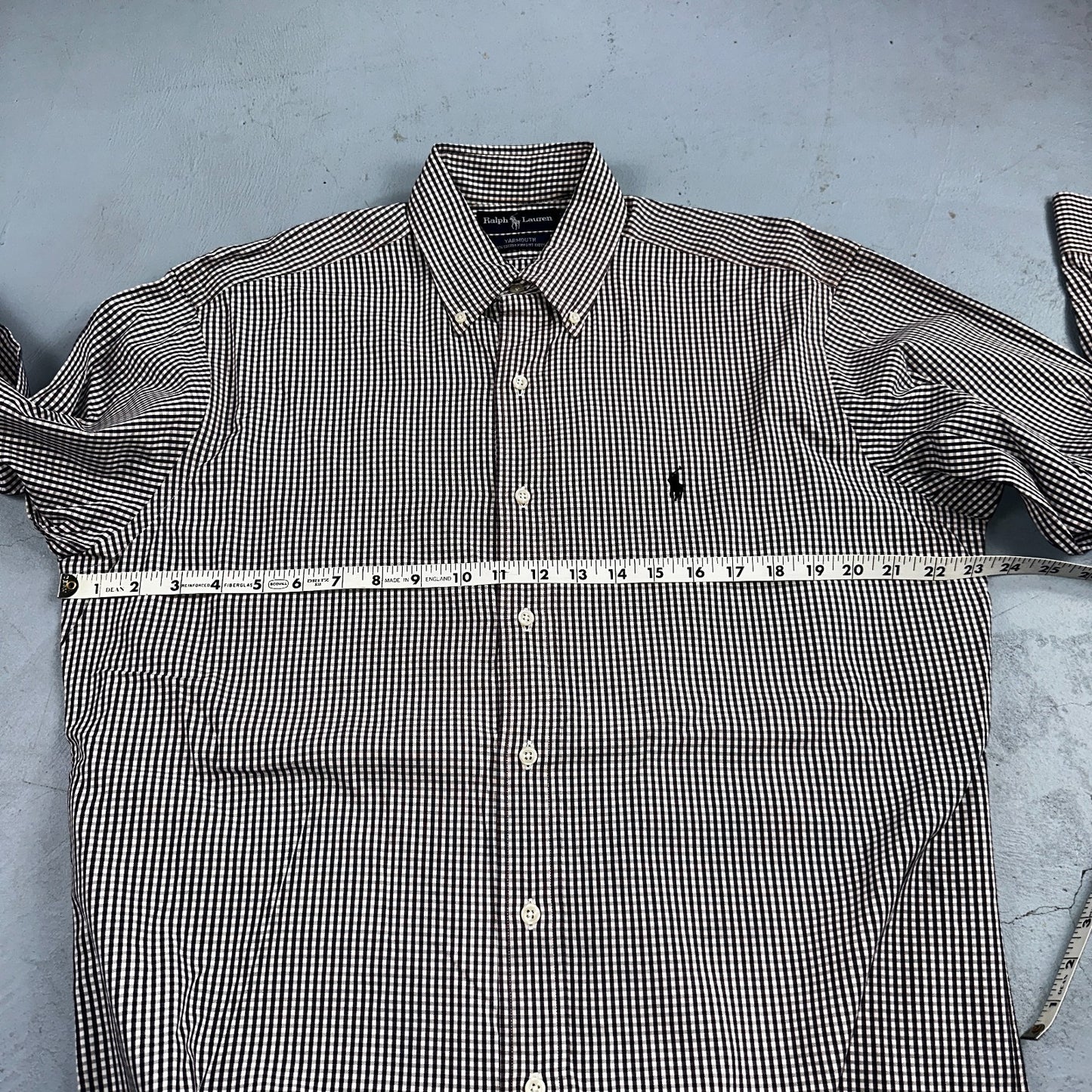 Ralph Lauren Shirt Black Shepperd Check Yarmouth Button Up Long Sleeve 15.5