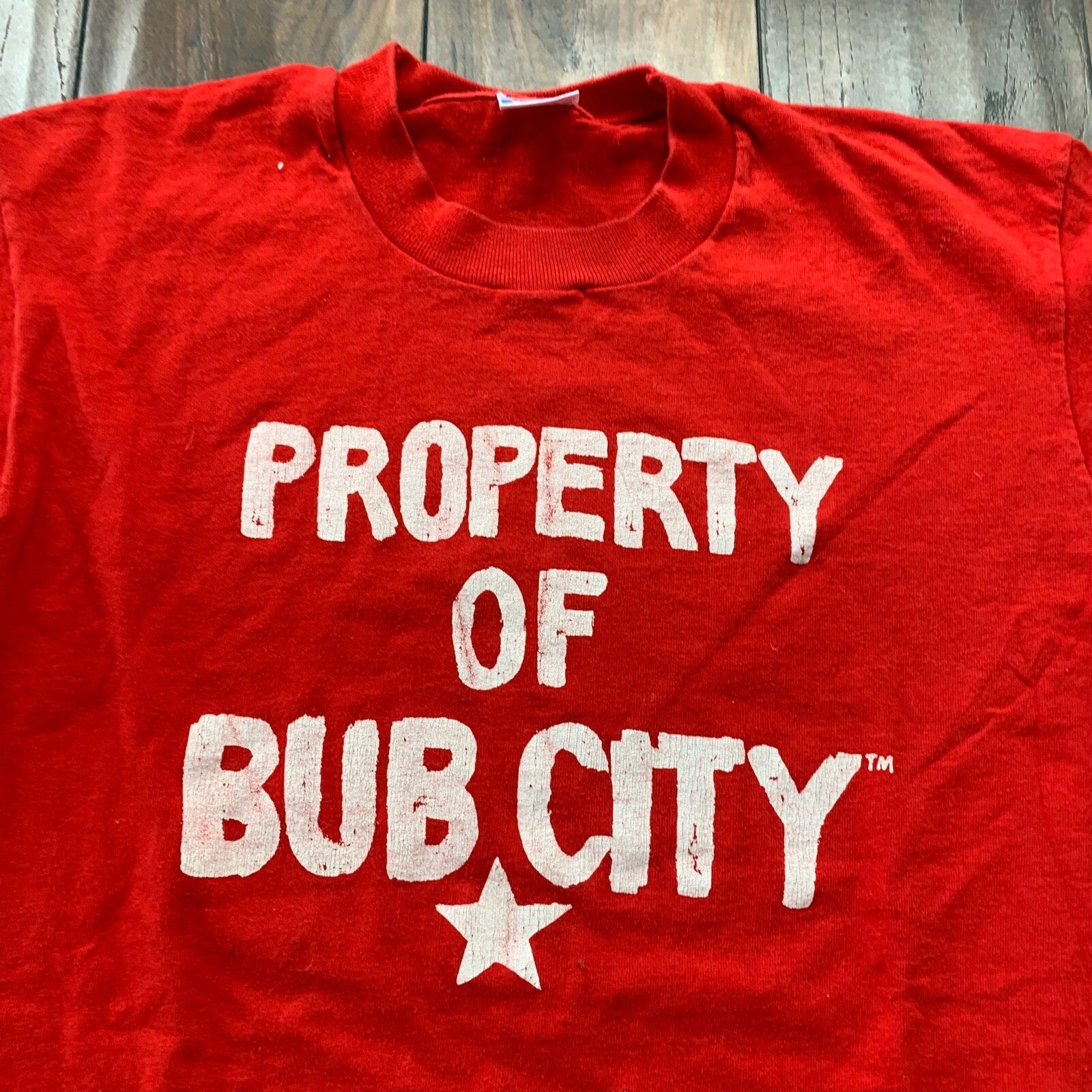 Property Of Bub City Vintage T Shirt Funny Humor Adult Red 90s Fruit Single Rap