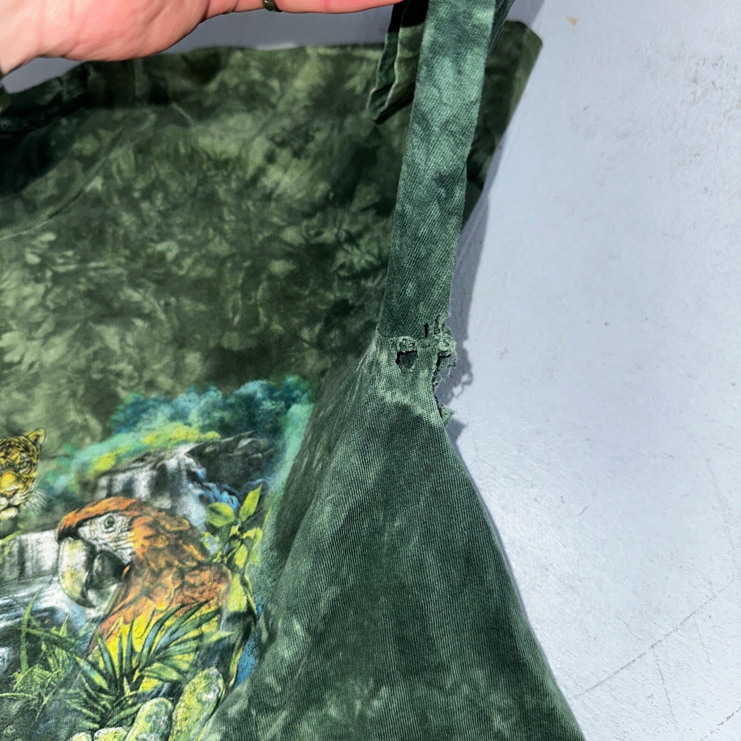 Rainforest Cafe VTG Shirt Mens Large Green Tie Dye Las Vegas Y2K Faded THrashed