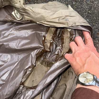 VTG 1958 US Army Mans Raincoat Nylon Taupe Shade 179 Military Uniform Mens 38L