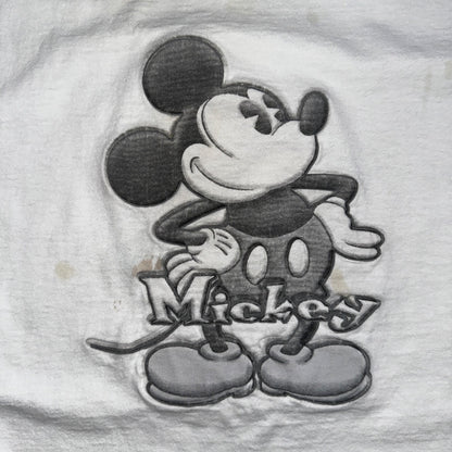 Disney Mickey Mouse Stained Y2K VTG T Shirt 2000s Cute Embroidered White Tee USA