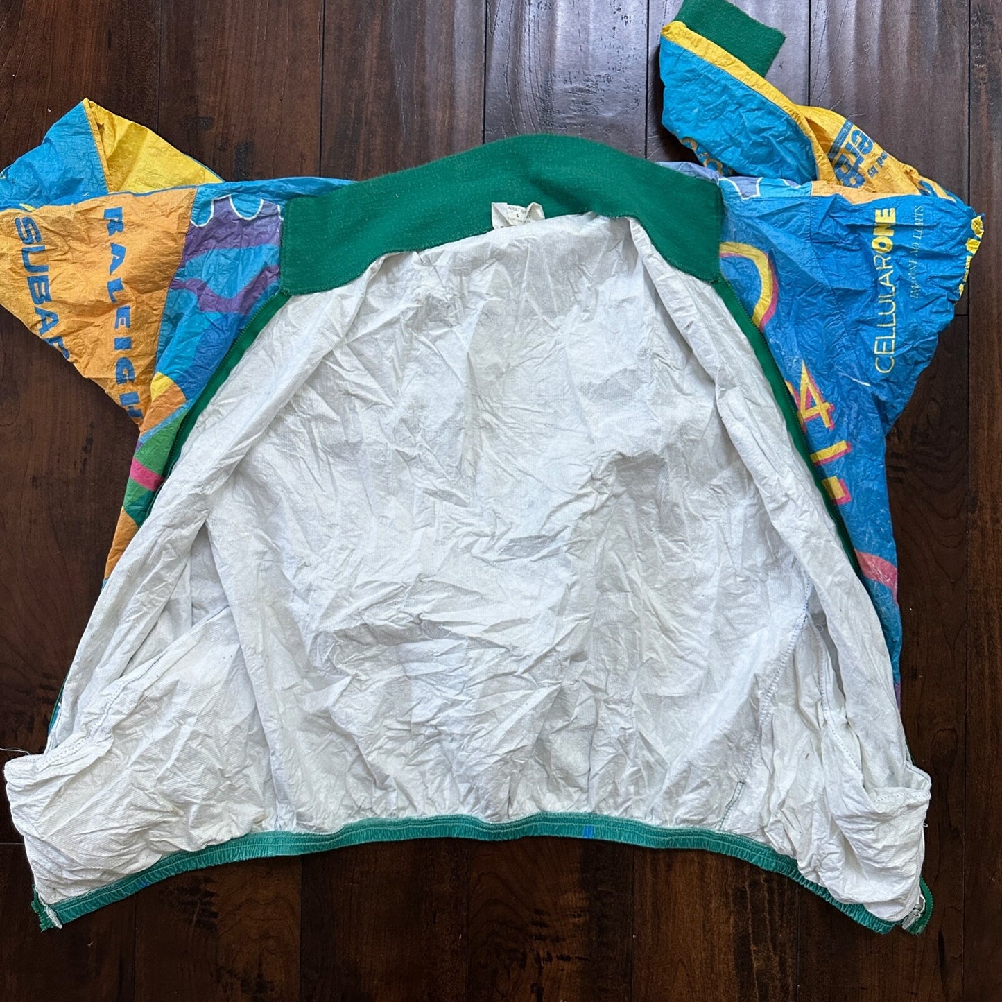 VTG 1994 STP Tyvek Jacket L AOP Cycling Race Seattle Portland Bicycle Track 90s