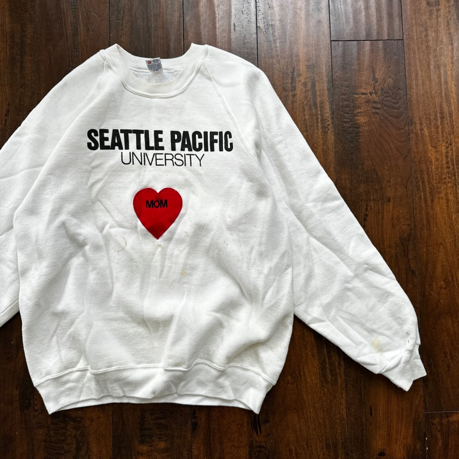 VTG SPU MOM 80s Russell Seattle Pacific University Pullover Sweatshirt Crewneck