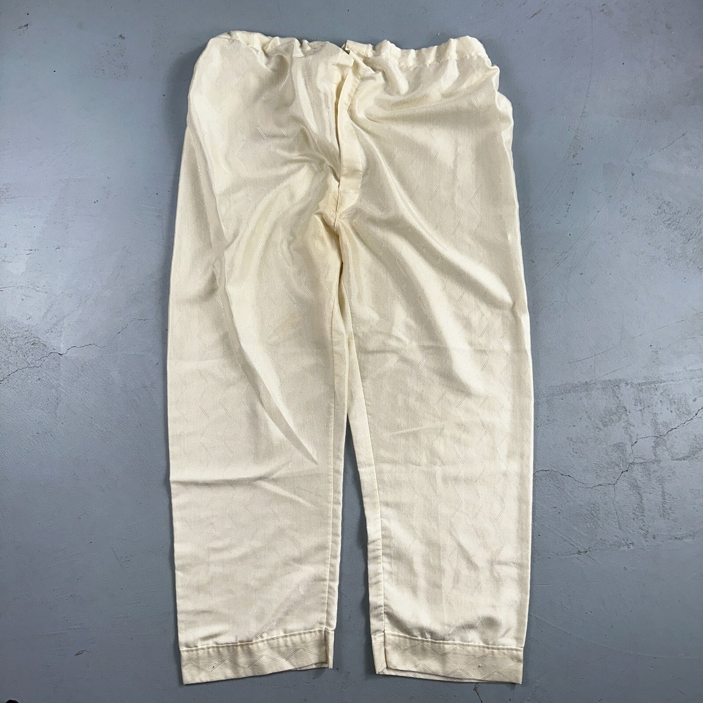 Christian Dior VTG Pajama Set Mens Cream Pants Shirt USA 90s Heavy Wear