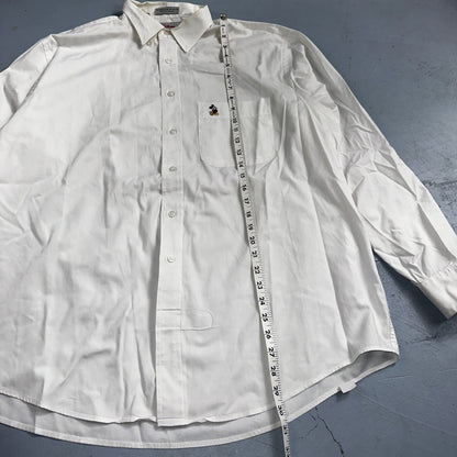 Disney Fashions Pure White VTG Pinpoint Oxford Button Dress Shirt Mens 17