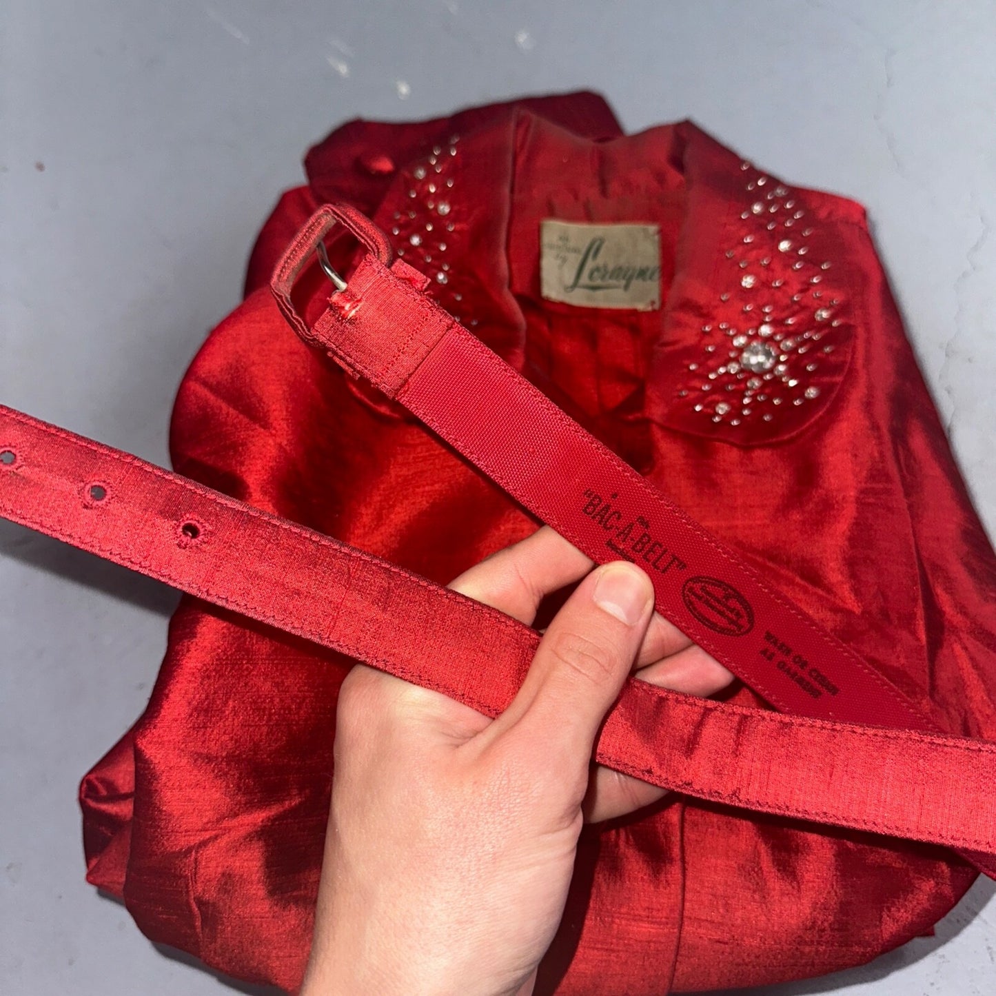 Real Vintage 1940s Lorayne Original Long Red Top Button Down Dress Women's 40s