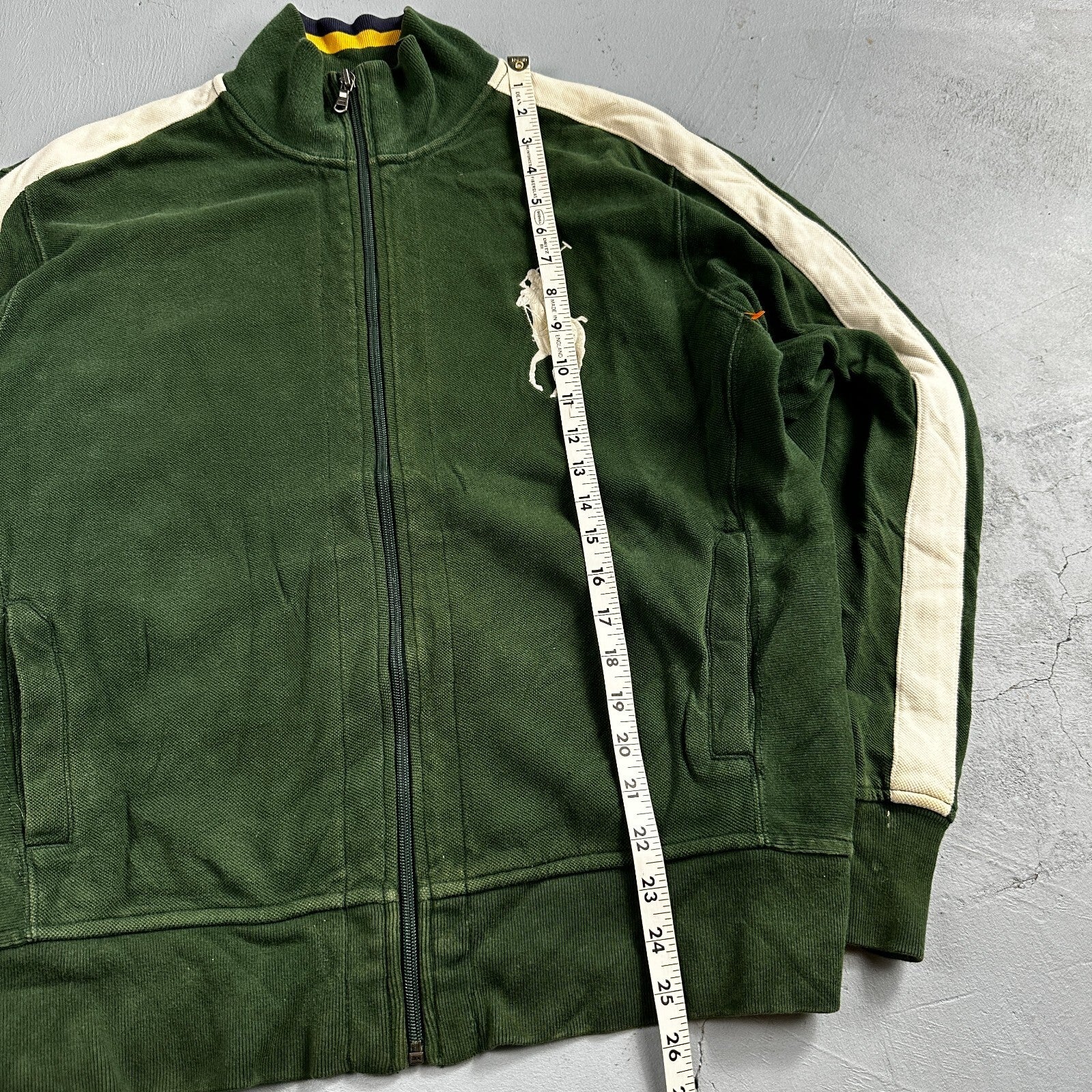 Polo Ralph Lauren VTG Track Jacket Mens Large Green Big Pony Cotton