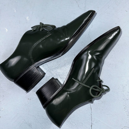Marc Fisher Women's 10 Green Patent Leather Dress Shoes Boots Heel LACE MLETTA