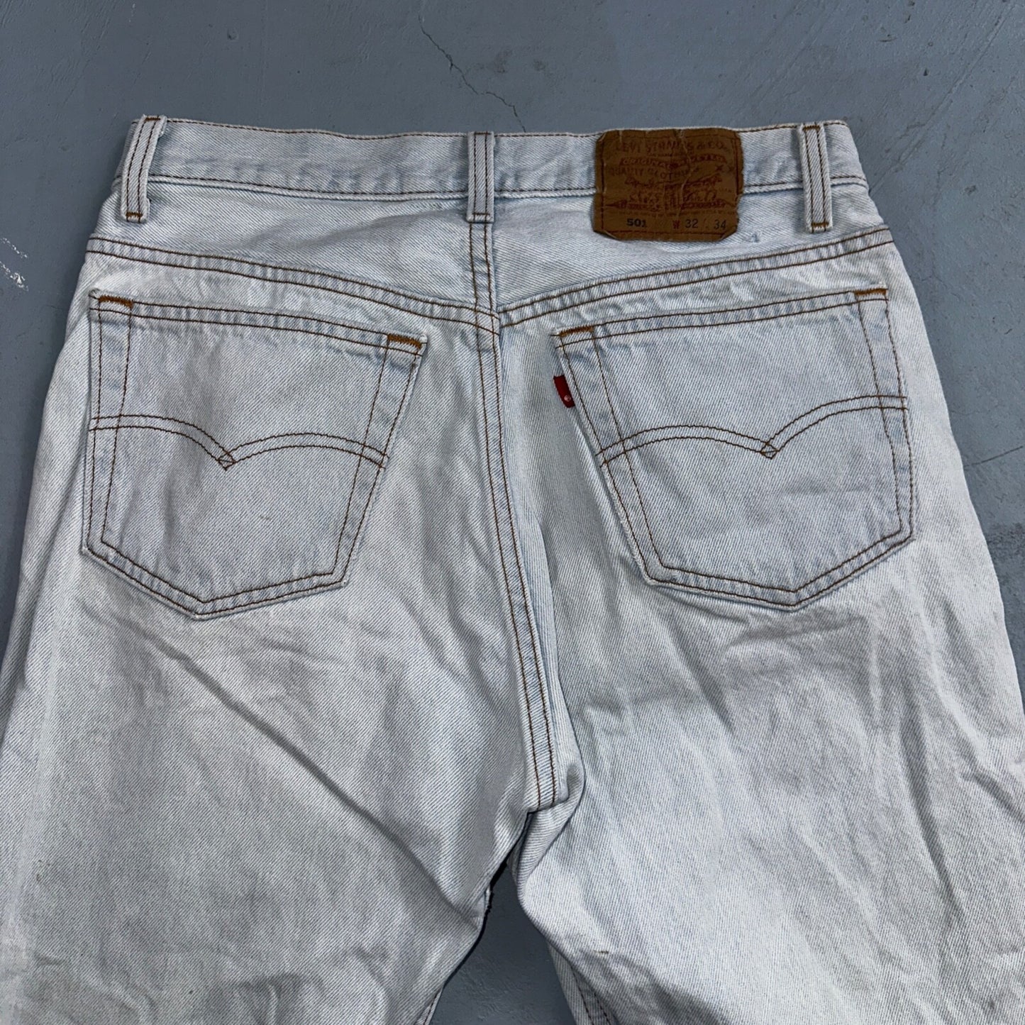 Levis 501 Vintage 90s USA XX Straight Leg Jeans Blue Light Wash 32x34 Act 29x26