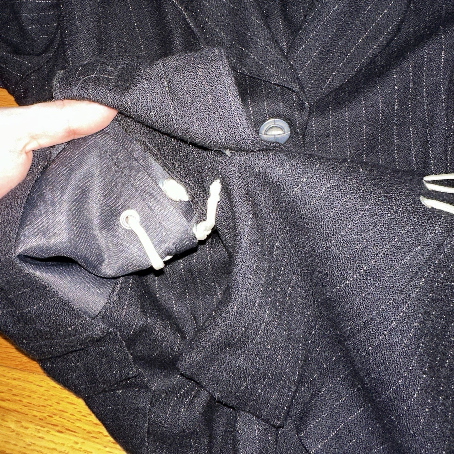 Renditions Vintage 80's Jacket Size 12 Black Damask Open Front Kimono Striped