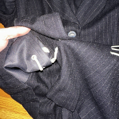 Renditions Vintage 80's Jacket Size 12 Black Damask Open Front Kimono Striped