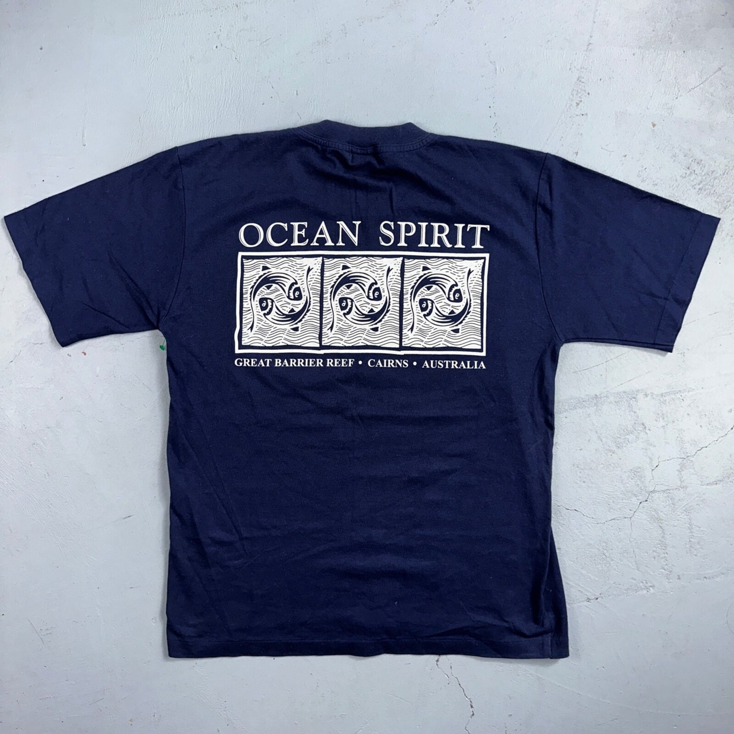 Ocean Spirit Australia VTG T Shirt Great Barrier Reef Navy 90s Medium Travel Lov