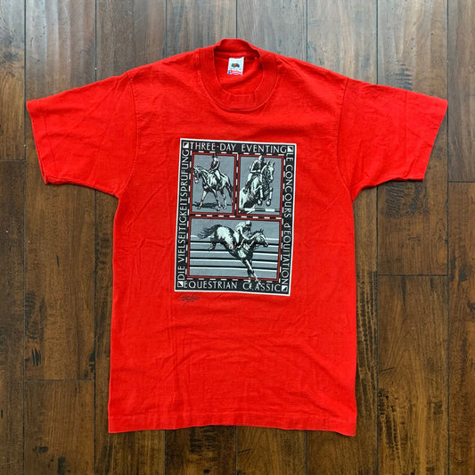 Horses Racing Vintage T Shirt Animals Sports 1990 90s FOTL Red Pet Cute Horse