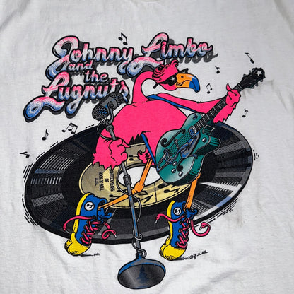 Johnny Limbo SIGNED VTG T Shirt 90s Music Band Falmingo Funny Guitar Rock Vinyl