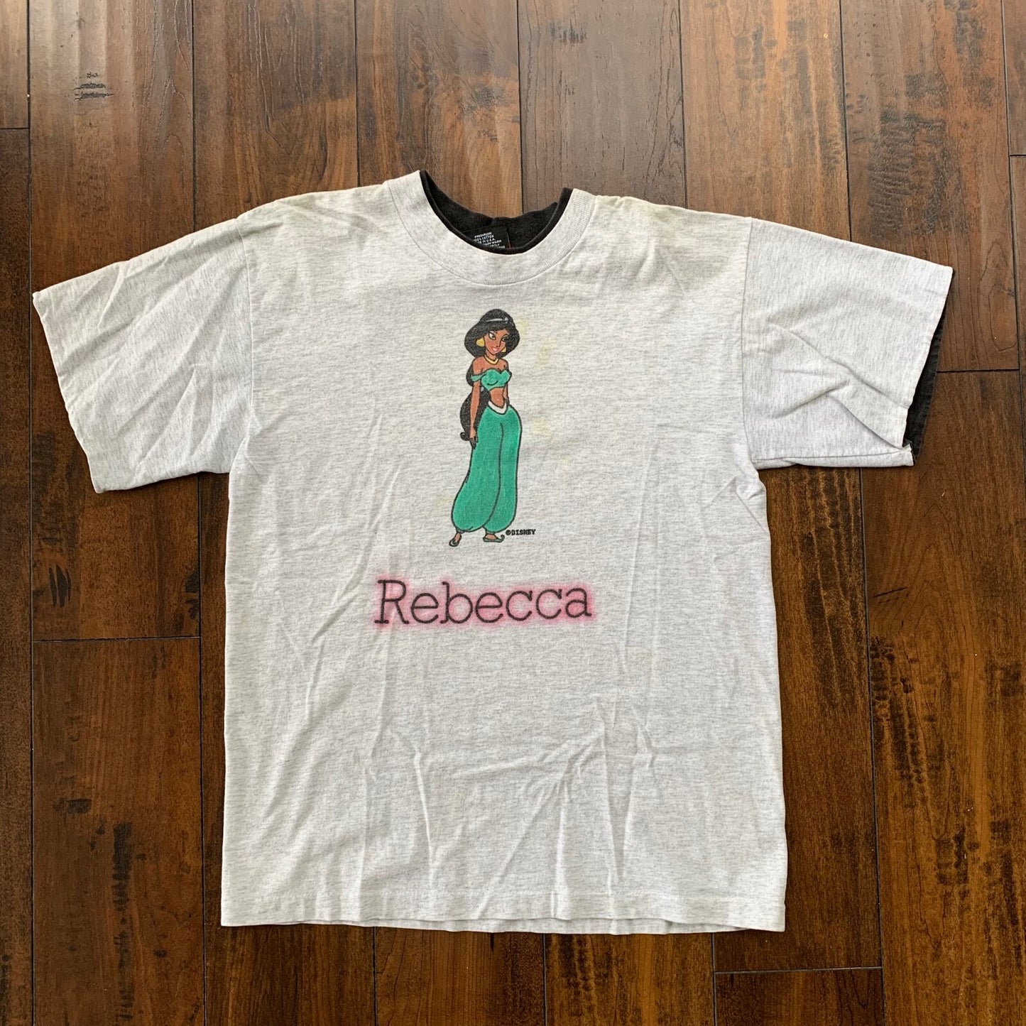 Aladdin Jasmine Vintage T Shirt Disney Princess Rebecca Name 90s Genie Rap Band
