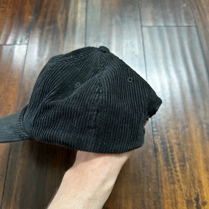 Smokin Oak VTG Hat Cap Snapback Smoke Cigarettes Meat Food Funny Corduroy Black