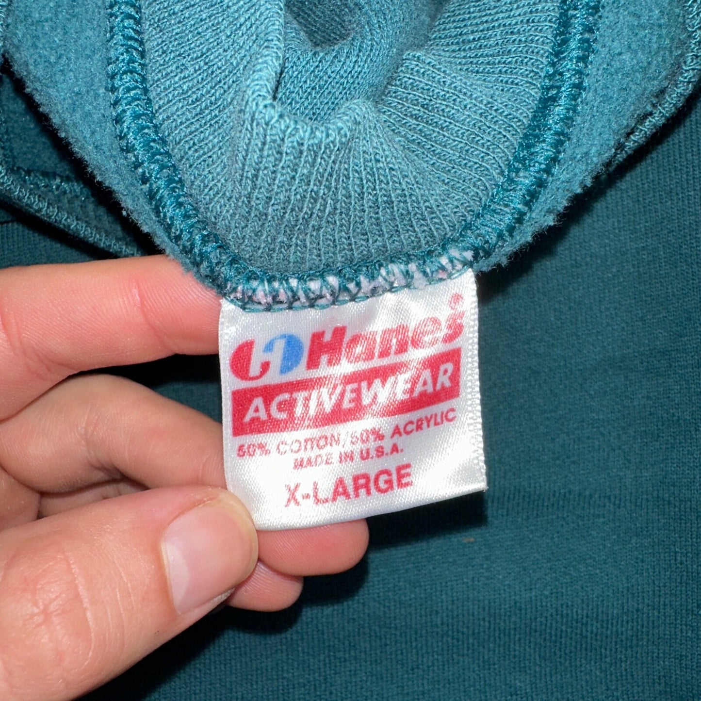 1990s VTG Hanes Sport Blank Sweatshirt XL Green Made In USA Crewneck Basic