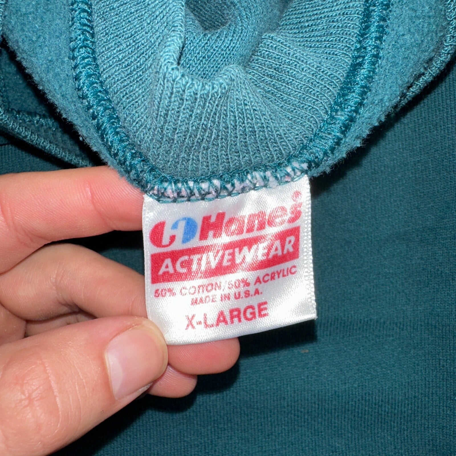 1990s VTG Hanes Sport Blank Sweatshirt XL Green Made In USA Crewneck Basic