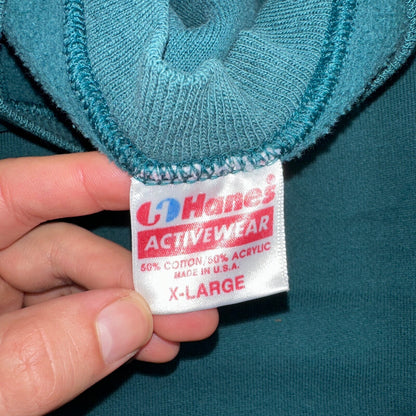 1990s VTG Hanes Sport Blank Sweatshirt XL Green Made In USA Crewneck Basic
