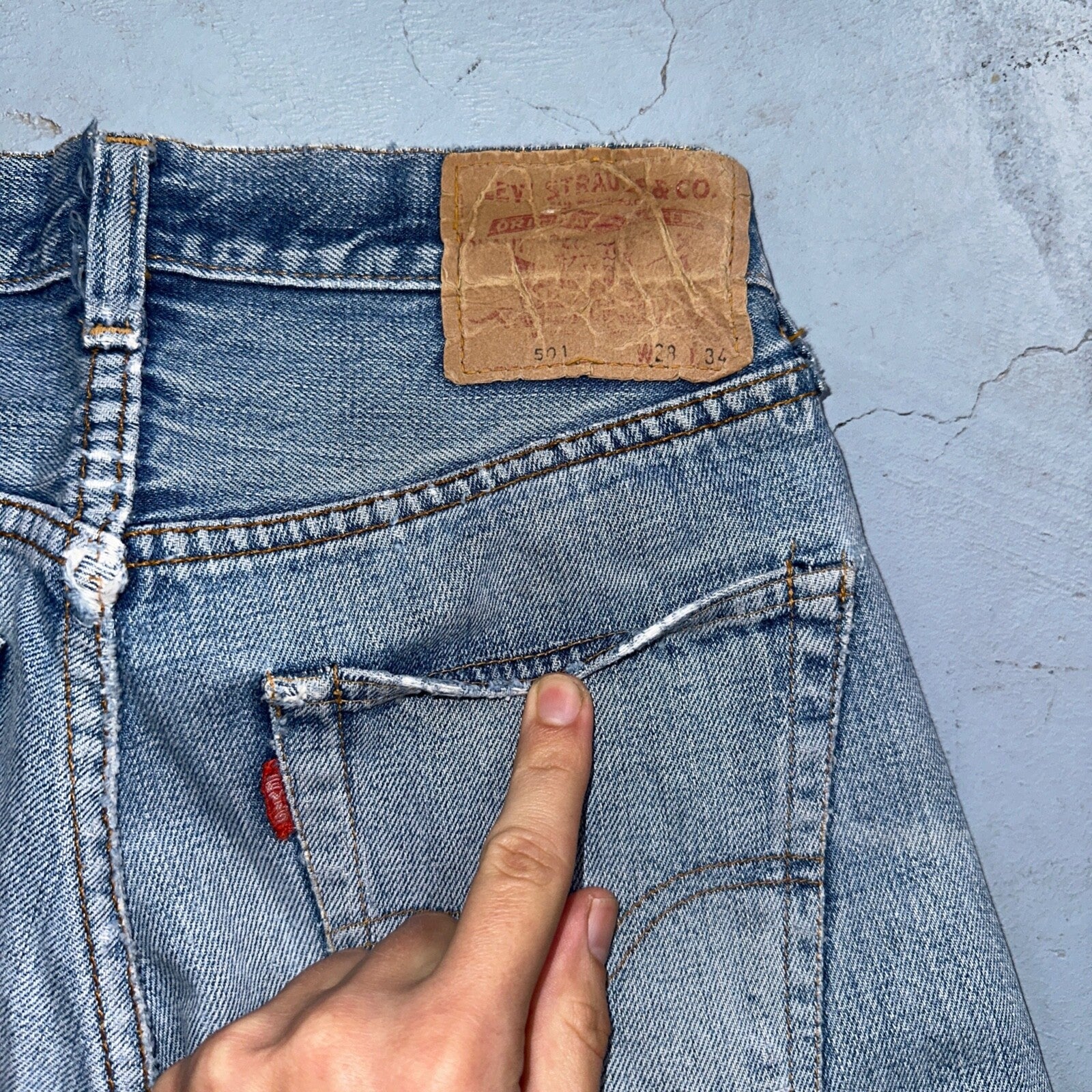 Levis 501 Big E Vintage 60s Redline Selvedge USA XX 1960s Jeans 28x34 Act 25x30